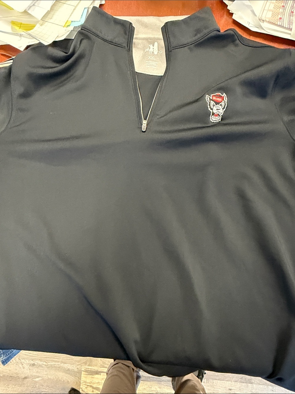 NC State Men's Black Quarter-Zip Pullover with Wolfpack Logo